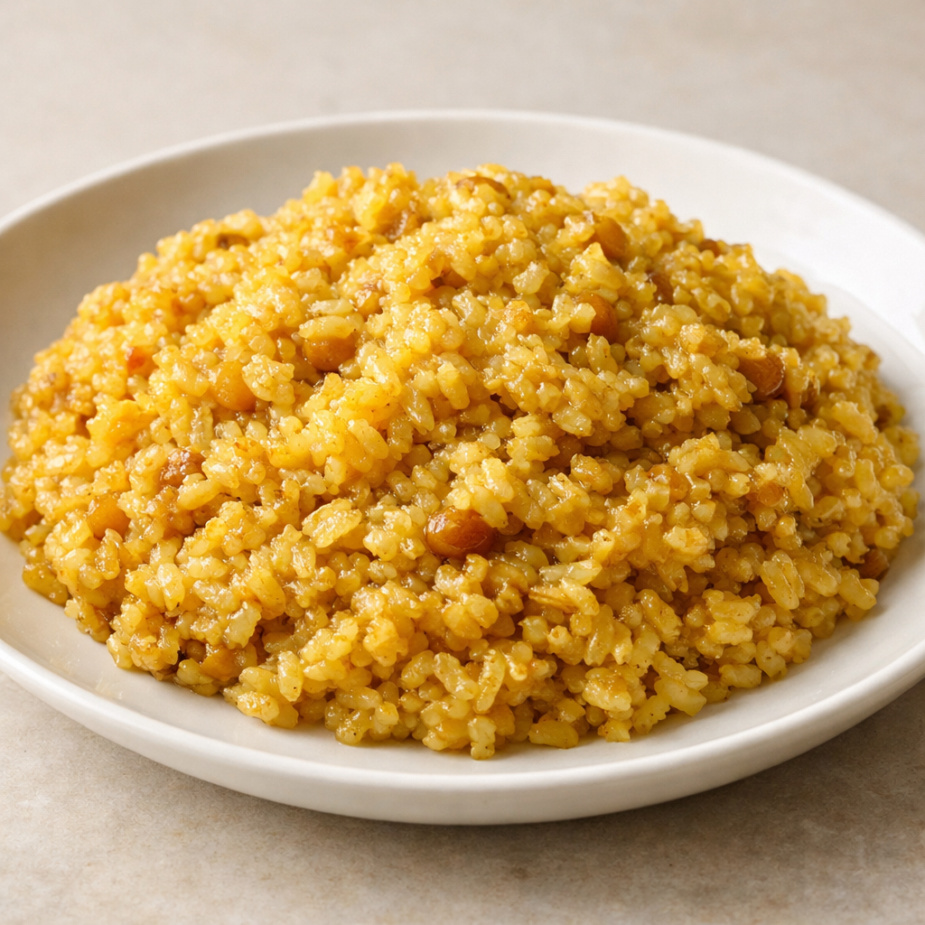 Bangladeshi khichuri with soft golden rice and lentils